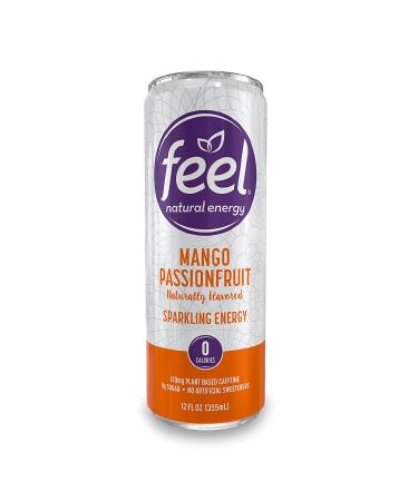 FEEL Sparkling Mango Passionfruit Energy Drink - Zero Sugar, Healthy L-Theanine & Caffeine Boost, 12 oz (Pack of 12) - Buy Online on GoSupps.com