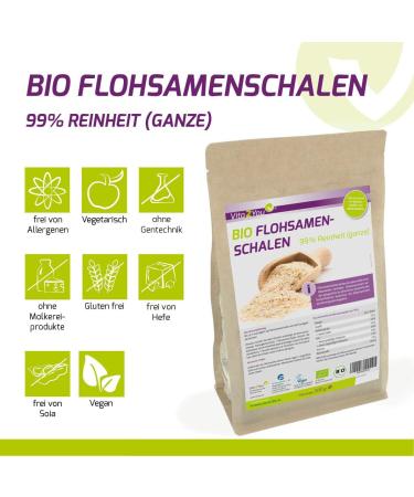 Vita2you Organic Psyllium Husk - 99% Purity - 500g Zip Bag - Premium Indian Fiber Supplement - Buy Online on GoSupps.com