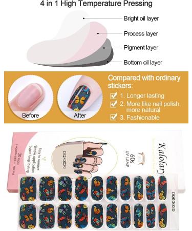 Kalolary 20PCS Butterfly Blue Nail Gel Polish Strips - Self-Adhesive Full Wraps for UV/LED Lamp - Nail Adhesive Wrap Stickers for Cured Gels - Buy Online on GoSupps.com