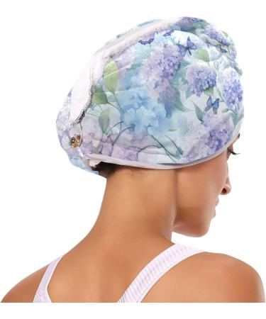 Hydrangeas Butterfly Hair Towel 2 Pack | Super Absorbent Quick Dry Turbans for Women & Girls - Buy Online on GoSupps.com