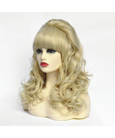 Rugelyss Long Wavy Blonde Wig with Bang Big Bouffant Beehive Wigs for Women fits 80s Costume or Halloween Party