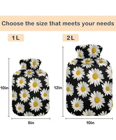 NAANLE Hot Water Bottle with Cover White Daisy 2L for Menstrual Cramps Pain Relief & Heat Therapy | International Shipping - Buy Online on GoSupps.com