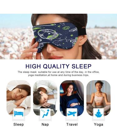 Light Blocking Sleep Mask - Hand Drawn Rockets & Planets Eye Cover for Travel & Naps - Adjustable Soft Blindfold for Men & Women - Buy Online on GoSupps.com
