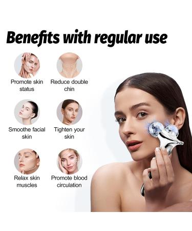 Microcurrent Facial Device - Electric Face Massager Roller with Vibration | Skin Care for Fine Lines & Wrinkles | Rechargeable Massager for Face, Eye & Neck | Gift for Women - Silver Gray - Buy Online on GoSupps.com