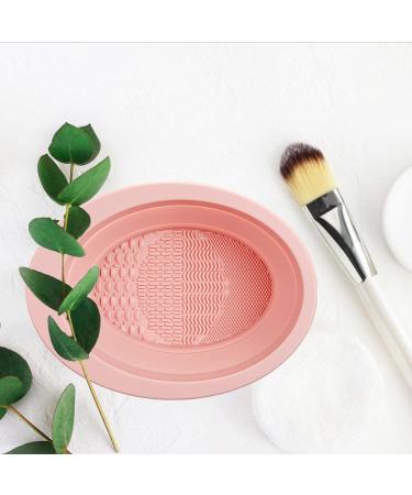 Cosmetic Brushes Scrubber Bowl | Silicone Makeup Brush Cleaner Bowl | Foldable Makeup Brush Cleaning Pad | Makeup Brush Cleaning Mat for Women's Brushes Sponge and Puff (Pink Purple) - Buy Online on GoSupps.com