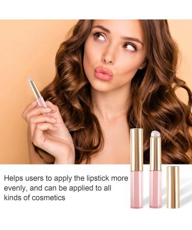 2pcs Silicone Lip Brush Set - Portable Round Head Applicator for Lipstick Lip Gloss & Makeup - Reusable Tool with Cover - Pink - Buy Online on GoSupps.com