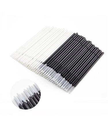 Micro Applicators 200Pcs, Inartato Disposable Micro Brush Microswab Wands for Eyelash Extensions Makeup and Personal Care (Black & White - Long Microfiber Tips)