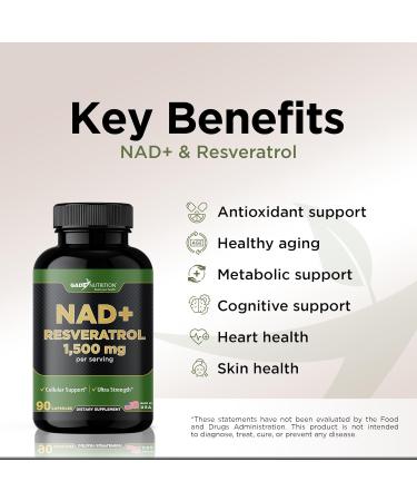 Gade Nutrition NAD Supplement with Resveratrol | Nicotinamide Plus in Capsules Made in USA | Antioxidant Healthy Aging Supplement - Buy Online on GoSupps.com