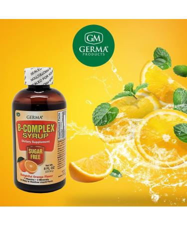 Germa B-Complex Syrup 8 oz - Sugar Free Dietary Supplement for Bone Health & Growth Aid - Orange Flavor - Buy Online on GoSupps.com