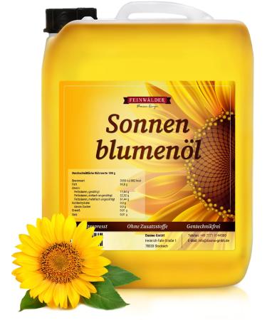 Feinw lder Premium sunflower oil 10 liters of cold -pressed/pure high -quality cooking oil/native unfiltered and without additives/mild taste/salad oil in the canister typical in color and smell