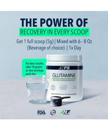  NF Sports Pure Glutamine Powder for Muscle Recovery, Immunity Support & Focus - L-Glutamine Powder for Women/Men. Post Workout Recovery Drink - Vegan, Gluten Free - Unflavored (300g, 60 Servings) - Buy Online on GoSupps.com