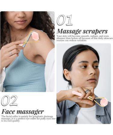 Jade Rolling Massager & Facial Beauty Tools - Skin Tightening Face Roller & Guasha Board | Spa Quality Massager for Body & Eyes - Miss Darcy Pink - Buy Online on GoSupps.com