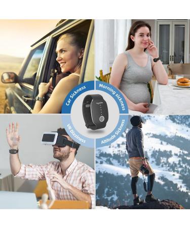 EmeTerm Fashion Electrode Stimulator for Nausea Relief - Rechargeable, Drug-Free Wrist Bands in Black - Buy Online on GoSupps.com