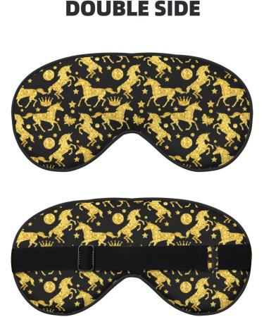 Gold Glitter Unicorn Sleep Mask | Adjustable Travel Eye Mask | Premium Sleeping Eye Covers - Buy Online on GoSupps.com