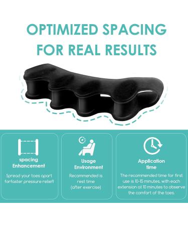 Toe Spreader Silicone (2 Pairs) & Hallux Valgus Relief | Overlapping Toes Pain Alleviation - Black & White - Buy Online on GoSupps.com