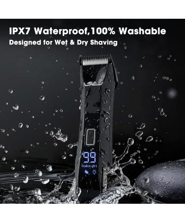 Waterproof Body & Groin Hair Trimmer for Men | Dual-Head Ceramic Blade & Foil Shaver | Rechargeable Wet & Dry Groomer with LCD Display - Black - Buy Online on GoSupps.com