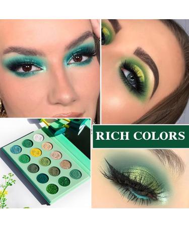 15 Color Green Eyeshadow Palette - Highly Pigmented Blendable & Long Lasting Matte & Shimmer Eyeshadow for Women - International Shipping Available - Buy Online on GoSupps.com