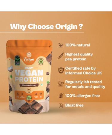 Ori Gin Nutrition 100% Natural Vegan Protein Powder - Easy to Digest Chocolate Flavor | 25g Plant Based Protein 770g (Pea & Pumpkin Seed - Buy Online on GoSupps.com