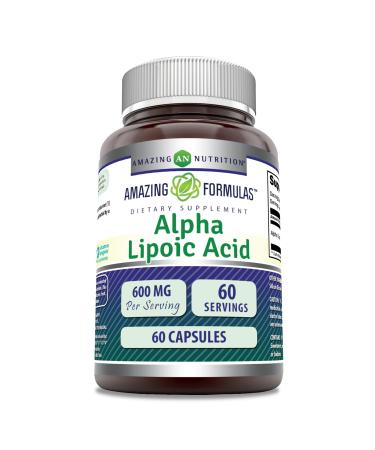 Amazing Formulas Alpha Lipoic Acid Supplement | 600 Mg Per Serving | 60 Capsules | Non-GMO | Gluten Free | Made in USA Unflavored