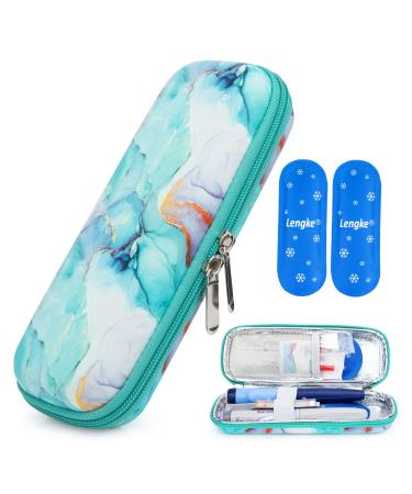 Youshares insulin cooling bag TSA portable EVA pack for insulin pen insulin and other diabetes accessories insulin packing cooling box while traveling diabetic bag with 2 nylon cooling packs (marble green)