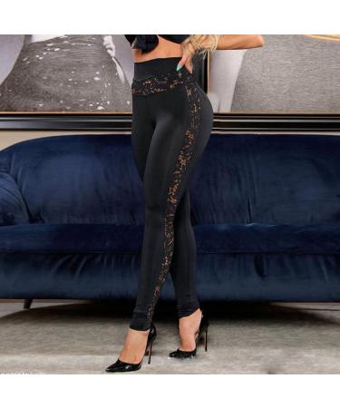 Jiqing Women's Floral Lace Sports Leggings | Fitness & Yoga Pants - Sizes 44 Black - Buy Online on GoSupps.com