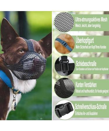 Breathable Mesh Dog Muzzle - Adjustable Sizes for Small Medium & Large Dogs | Anti-Biting & Chewing (Black XS) - Buy Online on GoSupps.com