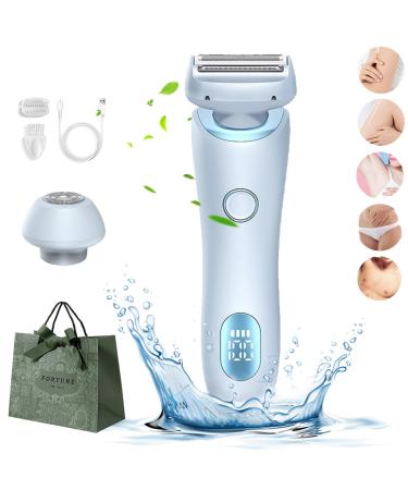 Duskofficial Razor The Glide Pro 3.0 razor Painless Shave Wet Dry Use Rechargeable with Detachable Head for Womens Legs Underarm Face Pubic Hairs (Blue)