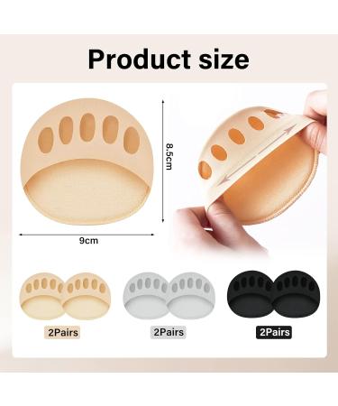 6 Pairs Invisible Cotton Toe Socks & Cushions for Metatarsalgia - Pain Relief Insoles for Men & Women - High Heel Pillows Shoe Inserts in Black Gray Skin Color - Buy Online on GoSupps.com