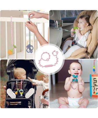 Vicloon Silicone Toy Clip 2Pcs - Food Grade Pacifier & Sippy Cup Strap | Adjustable Stroller & Toy Safety Straps - Anti-Drop Chain for Hanging Toys - Pink/Grey - Buy Online on GoSupps.com