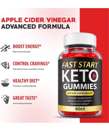 Fast Start Keto Gummies - 2 Pack Vegan Non-GMO with ACV, B12, B6 - 120 Count - Buy Online on GoSupps.com