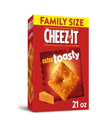Cheez-It Cheese Crackers, Baked Snack Crackers, Office and Kids Snacks, Extra Toasty, 21oz Box (1 Box)