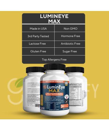 GREENVIFY LuminEye MAX Eye Health Supplement 60 Veggie Capsules with Lutein Bilberry Extract 24 Premium Ingredients Maximum Strength Vision Support (1) - Buy Online on GoSupps.com