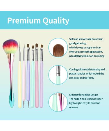 Ailisaail 7Pcs Nail Art Brush Set - Builder Gel Brush, Liner Brush, Dotting Pen, Dust Brush - Home & Salon Use - Multicolor - Buy Online on GoSupps.com