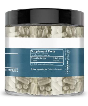 Earthborn Elements Collagen Peptides 200 Capsules Pure & Undiluted No Additives 1 Count (Pack of 200) - Buy Online on GoSupps.com