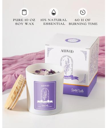AOOVOO Lavender Scented Candles - Aromatherapy Soy Candle with Crystals | 10oz Gifts for Women & Moms - Perfect for Christmas & Birthdays - Buy Online on GoSupps.com