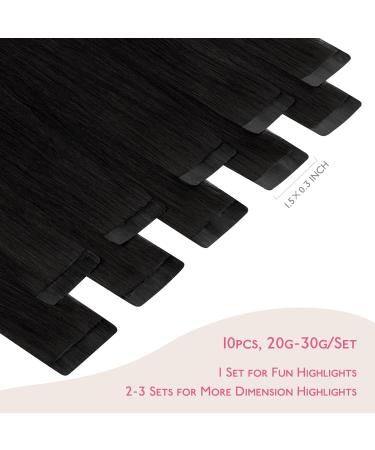 Salife Tape Extensions - Real Hair Deep Black 10pcs 20g 30cm Invisible Extensions for Girls - Buy Online on GoSupps.com