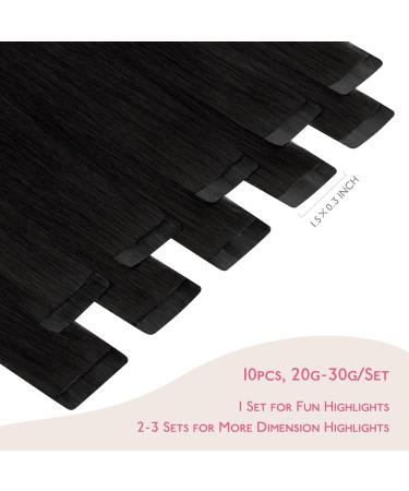 Shop If -Salt Tape Extensions Real Hair Deep Black - 10pcs Invisible Tape-In Extensions 45cm | 25g Quality Hair Extensions for Girls - Buy Online on GoSupps.com