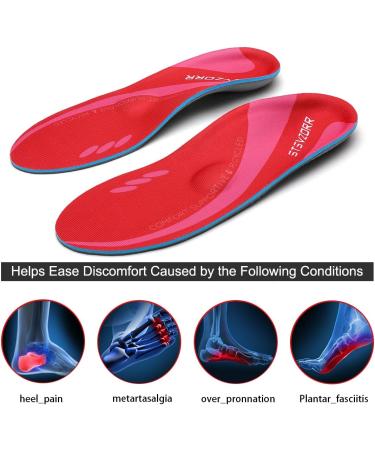 Arch Support Sports Insoles | Relieve Foot Fatigue | Unisex | Fits Variety of Shoe Types | Size UK 7 (26cm/10.25 inches) | Red - Buy Online on GoSupps.com