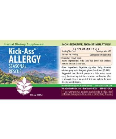 WishGarden Herbs Kick Ass Allergy Supplement - Organic Herbal Formula for Seasonal Allergies - 2oz Pump Bottle - Buy Online on GoSupps.com
