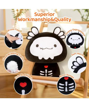 Mewaii 14'' Soft Skeleton Axolotl Mushroom Plush Pillow Toy - Black Bone Axolotl 14 Inch - Buy Online on GoSupps.com