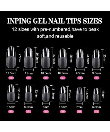 INPING Gel Nail Tips 240PCS - Oval Pre-Shaped Half Full Cover Transparent Extensions - Break Resistant False Nails for Home DIY Manicure - Buy Online on GoSupps.com