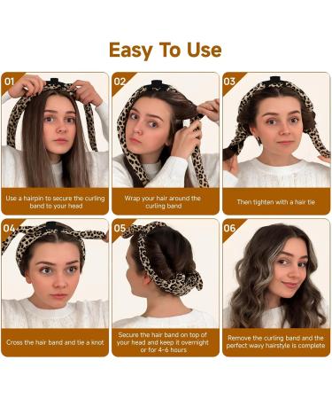 Wefaly Curlers at night heatless curls velvet nonslip hair band curls without heat with hairpin Lotta Curls DIY hair curler rollers for long and medium hair leopard pattern - Buy Online on GoSupps.com