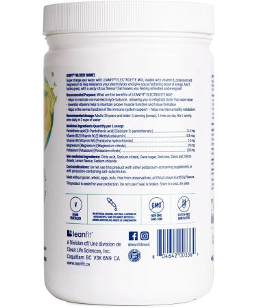 LEANFIT ELECTROLYTE MIX Citrus Lemon Electrolyte Hydration Powder Drink Mix Non GMO Vegan Gluten-Free 30 servings 381g tub - Buy Online on GoSupps.com
