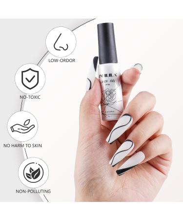 NXJ INFILILA Nail Art Gel Polish 2pcs 8ml Liner Nail Polish Set Gel Liners Black & White Classic Colors Gel Paint for Nails Art French Petal Swirl Fire Nail Design Manicure Salon Liner Blcak White - Buy Online on GoSupps.com