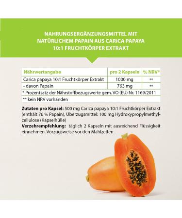 Dorado Superfoods Papaya 10:1 Extract Capsules | 120 Vegan Capsules | 1000mg Daily Dose | High-Potency Papain | Encapsulated in Germany - International Shipping Available - Buy Online on GoSupps.com