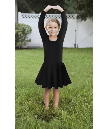 DANSHOW Girls Ballet Dance Leotard with Flutter Sleeve, Petal Skirt & Bowknot Back - T-Black, 6-8 Years - Buy Online on GoSupps.com