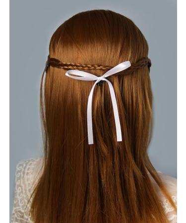 XFYUZR Women Bow Hair Clip Set - 10Pcs White Pink Ribbon Ponytail Holder for Girls - Buy Online on GoSupps.com