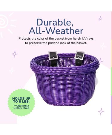 Colorbasket 01617 Front Handle Bar Kids Bike Basket - Weather Resistant, Adjustable Straps, Food-Contact Safe - Purple - Buy Online on GoSupps.com