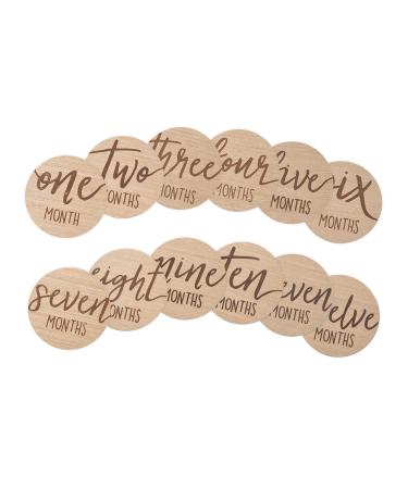 Kate & Milo Baby Monthly Milestone Marker Discs, Reversible Photo Props, Baby Growth and Pregnancy Growth Cards, Wooden Wooden Milestone Discs