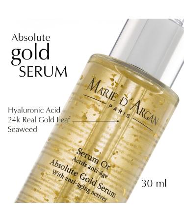 Marie d'Argan 24K Gold Face Serum with Hyaluronic Acid & Marine Collagen - Anti-Wrinkle Moisturizing & Brightening for All Skin Types - 30ml - Buy Online on GoSupps.com